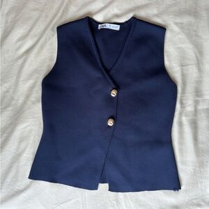 Zara Midnight Blue Vest with Gold Accents